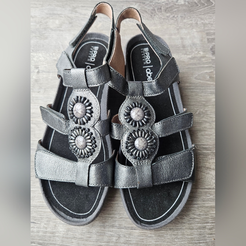 Abeo Gia Sandals, Size 7, Pewter Gray